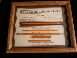 Vintage Computer Word Processor Lead 2.  5 Pencils Framed Art Shadowbox Funny