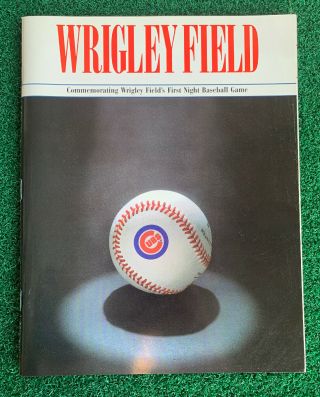 1988 Chicago Cubs Wrigley Field Commemorating First Night Baseball Game Program