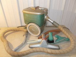 Vintage Lewyt Canister Vacuum With Attachments Floor Brush Fabric Brush