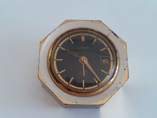 Vintage Looping Swiss Alarm Clock Date & Time 15 Jewels 8 Day Wind Switzerland