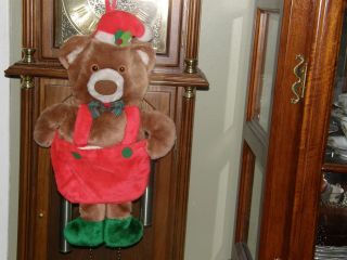 Vintage Plush Eatons Theodore Teddy Bear Overalls Christmas Stocking Htf Euc