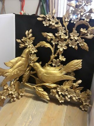 3 Pc.  Syroco Wall Decor Birds Flowers Mid - Century - Made In Usa