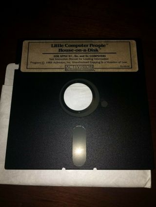 Little Computer People House On A Disk Apple Ii Iie 2 5.  25” Floppy Computer 1985