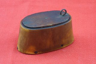 Rare Antique Early American Horn & Wood Snuff Box Late 18th Century Early 19th