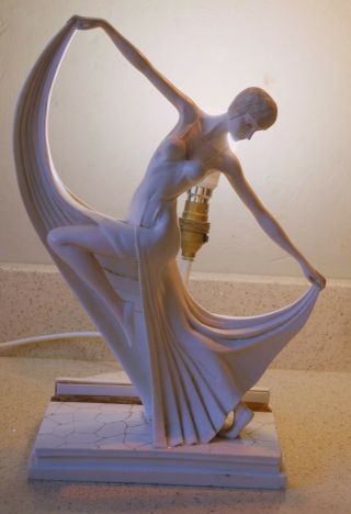 Vintage Art Deco Style Dancing Lady Table Lamp By Academy 15 " H