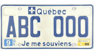 99 Cent 1990 Quebec Sample License Plate
