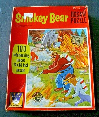 Vintage 1971 Smokey Bear Jigsaw Puzzle 14 " X 18 " Complete
