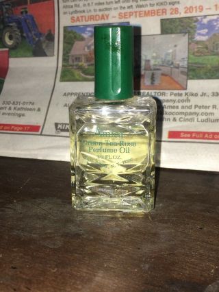Vintage Amica Green Tea Rose Perfume Oil 1/2 Oz Crystal Cut Glass Vial 3/4 Full