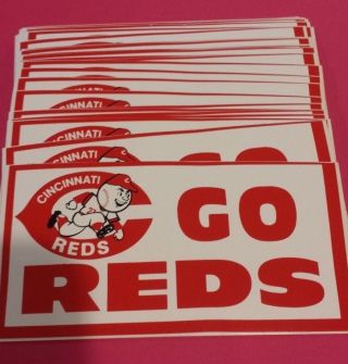 90 Vintage Cincinnati Reds " Go Reds " Bumper Stickers Nos 