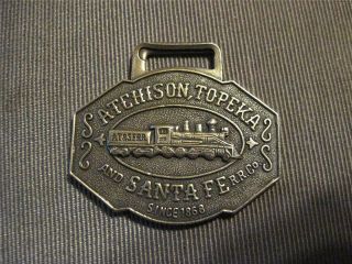 Atchison Topeka And Santa Fe Railroad Bronze Watch Fob Vintage Silvered