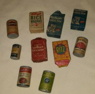 Vintage Miniature Dollhouse Toy Food Boxes & Cans Cereal Crackers $8.  99