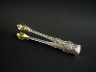 Antique Tiffany & Co Sterling Silver Sugar Tongs English King Gold Wash Claws