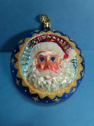 Vtg Christopher Radko Celestial Santa Glass Christmas Ornament