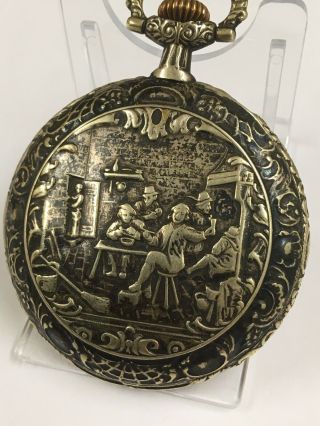 Antique Vintage Large Repousse Pocket Watch Rare And Unusual