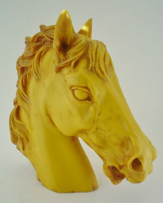 Vintage Golden Resin Horse Head Sculpture Signed A.  Santini Italy 8 "
