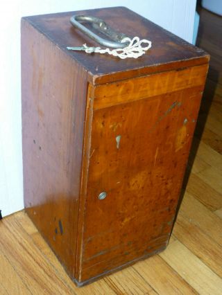 Antique Bausch Lomb Microscope Case Wood Mahogany Dovetail - 15x8.  5x7.  25 " - W/ Key