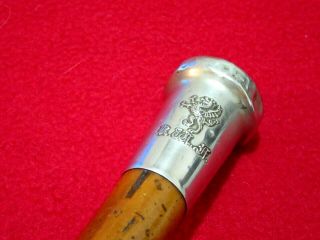 Antique Wwi " Royal Welsh Fusiliers " Silver Top Heavy Malacca Shaft 1914 - 18