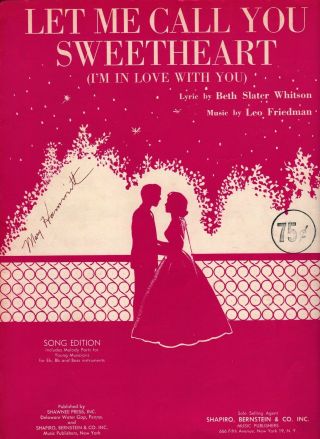 Let Me Call You Sweetheart (iâ€™m In Love With You),  1938,  Vintage Sheet Music