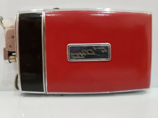 VINTAGE Evans Art Deco Cigarette Case & Lighter Silver & Red Enamel 3