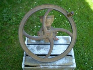 Antique Coffee And Grain Grinder Cast Iron Model H105 With 18 " Wheel Table Mount