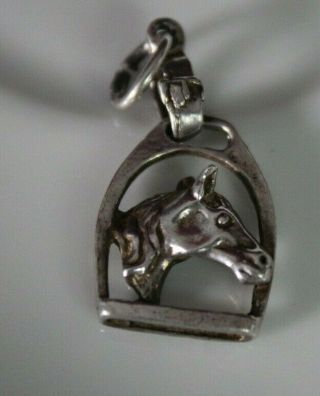 Vintage Sterling Silver 925 Charm Bracelet - Horse Head & Buckle - Equestrian