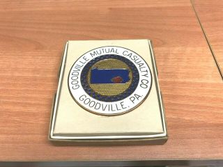 Goodville,  Pa.  Vintage Goodville Mutual Casualty License Plate Topper Nos