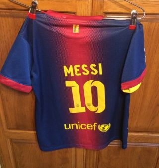 Nike Fc Barcelona Fcb Jersey Soccer Futbol (youth Medium?) Qatar Foudation Messi