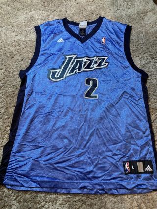 Rare Vintage Adidas Nba Utah Jazz Derek Fisher 2 Basketball Blue Jersey Mens L