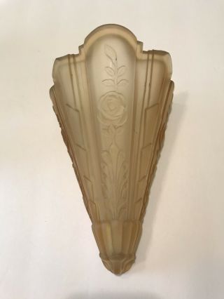 1930’s Art Deco Amber Frosted Glass Slip On Replacement Shade