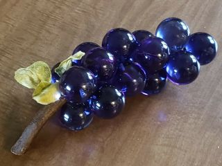 Vintage Blue/purple Acrylic Lucite Large 17 Grape Cluster Faux Wood Stem