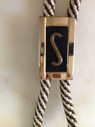 Vintage Swank Monogrammed " S " Cord Western Bolo Tie
