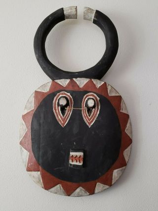 Baule Goli Mask Kplekple Round With Horns Black 19 " X 12 "