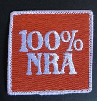 Vintage 100 Nra National Rifle Assoc Gun Shooting Orange Patch 3 1/8 " Square
