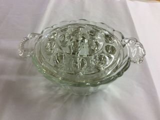 Vintage Flower Frog In A Bowl Clear Glass 5.  5” Diameter