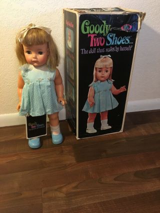 Vintage 1965 Ideal Goody Two Shoes 19 " Doll Complete Displayed Only