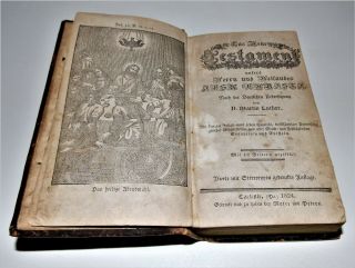 Antique Circa 1824 Martin Luther German Language Holy Bible - Steel Engravings
