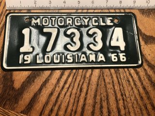 1966 Louisiana Motorcycle License Plate Vintage Mc Antique Harley Davidson 17334