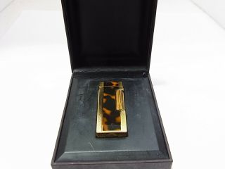 Dunhill Rollagas Lighter Brown Marble Lacquer Gold Gas Leaks W/4p O - Rings & Box