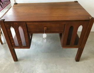 Antique Furniture Desk Arts And Crafts Mission Oak Desk Bookend Shelves