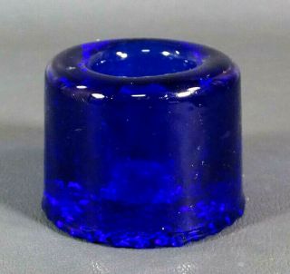 Antique Victorian European French Cobalt Blue Glass Inkwell Ink Well Bottle Pot