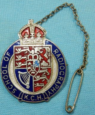 Vintage Kings College Hospital School Of Radiography Nursing Medical Pin Badge