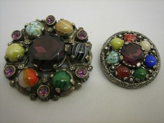 2 X Fabulous Vintage Cairngorm Style Brooches /pendants By Miracle Q - 9186 - Cc - W41