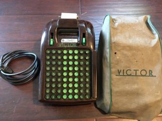 Vintage Victor Adding Machine.  Brown Bakelite With Dust Cover And Cord
