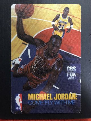 1989 Cbs Fox Michael Jordan Come Fly With Me Shirt Offer Cloth Promo Card Nm,