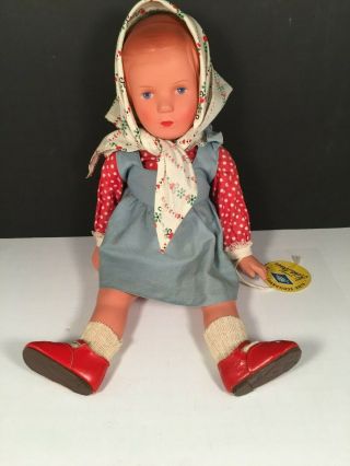 Kathe Kruse 1959 14” Fine Schildkrot Puppe German Vintage Doll W/ Outift W/ Tag