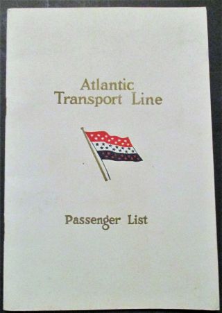 Atlantic Transport Line Steamship Ocean Liner Ss Minnetonka 1928 Passenger List