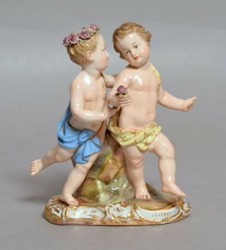 Antique 19thc Meissen Porcelain Figure Of Cherubs,  First Quality