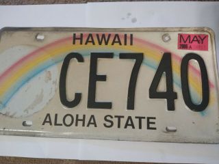 Authentic Hawaiian Aloha State Rainbow License Plate Ce740