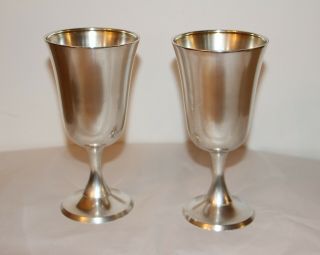 Vintage E.  A.  M 6 - 1/2” Sterling Silver Water / Wine Goblets -