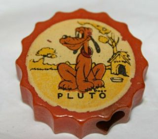 Vintage Disney Pluto Bakelite Pencil Sharpener Round Orange /working